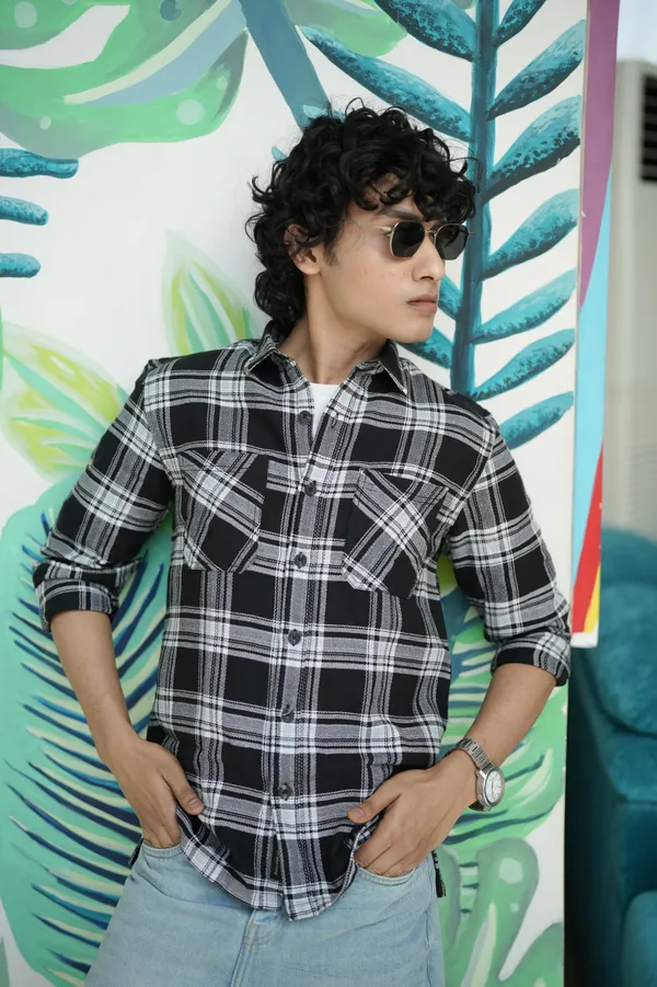 Finland_Black_&_White_Cotton_Checkered_Shirt_For_Men