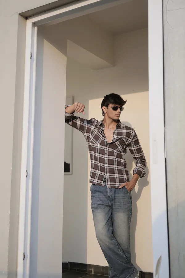 Finland_Brown_Cotton_Checkered_Shirt_For_Men