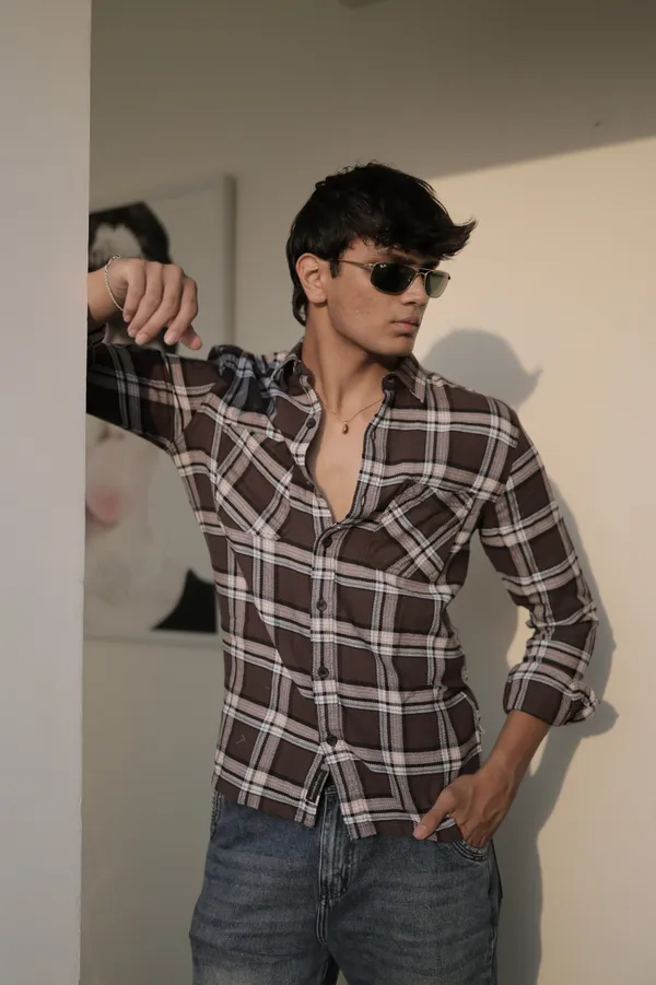 Finland_Brown_Cotton_Checkered_Shirt_For_Men