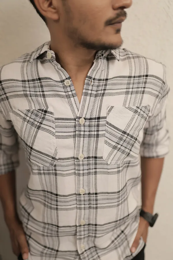 Finland_White_&_Grey_Cotton_Checkered_Shirt_For_Men