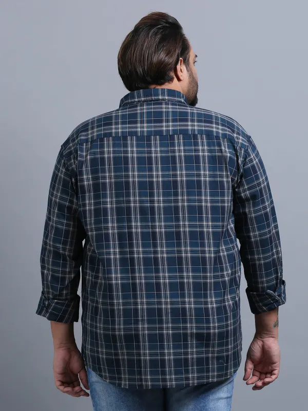 Luxembourg_Nile_Blue_Cotton_Plus_Size_Checks_Shirt_For_Men