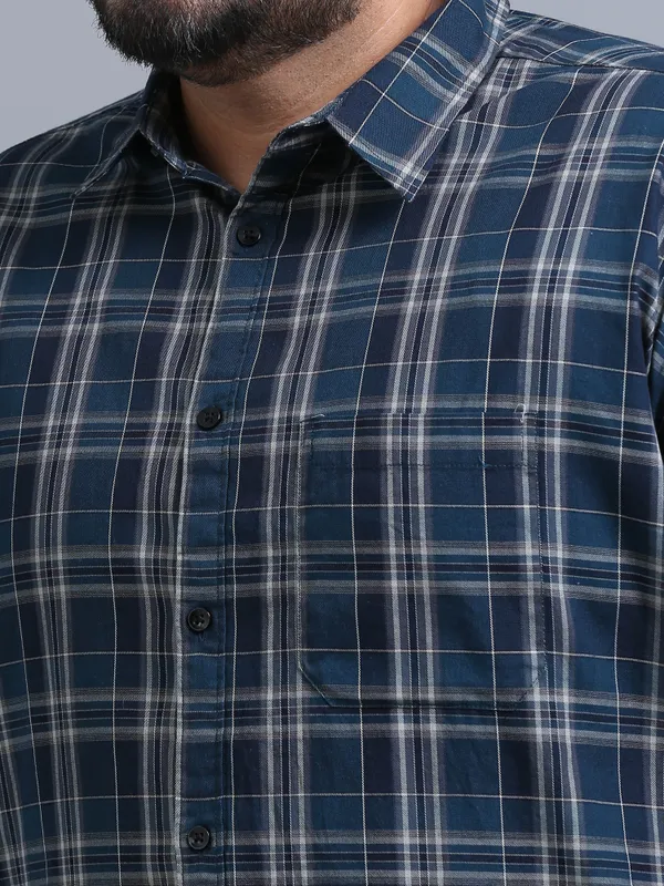 Luxembourg_Nile_Blue_Cotton_Plus_Size_Checks_Shirt_For_Men