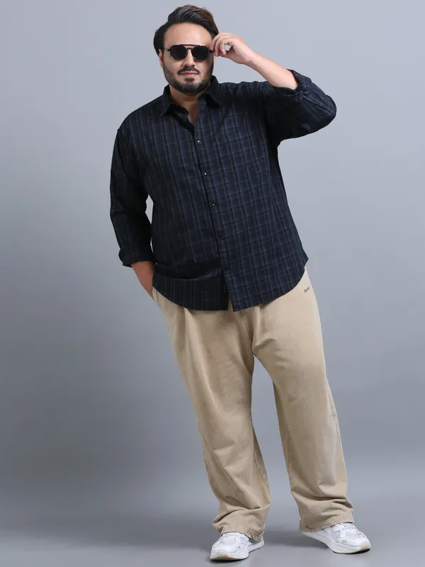 Luxembourg_Bright_Grey_Cotton_Plus_Size_Checks_Shirt_For_Men