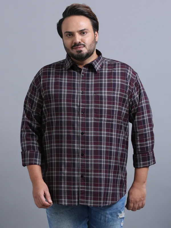 Luxembourg_Crater_Brown_Cotton_Plus_Size_Checks_Shirt_For_Men