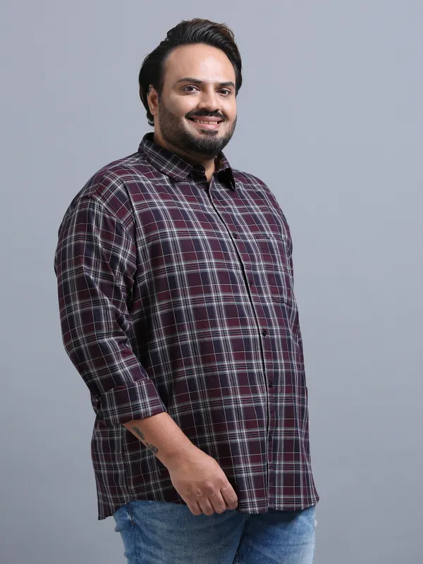 Luxembourg_Crater_Brown_Cotton_Plus_Size_Checks_Shirt_For_Men