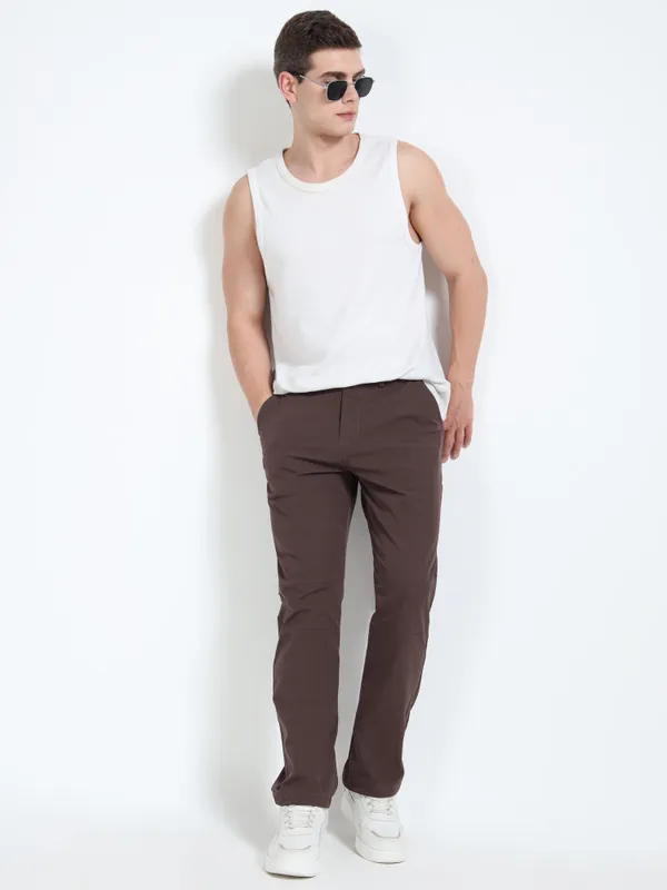 Vega_Woody_Brown_Lycra_Trouser_For_Men
