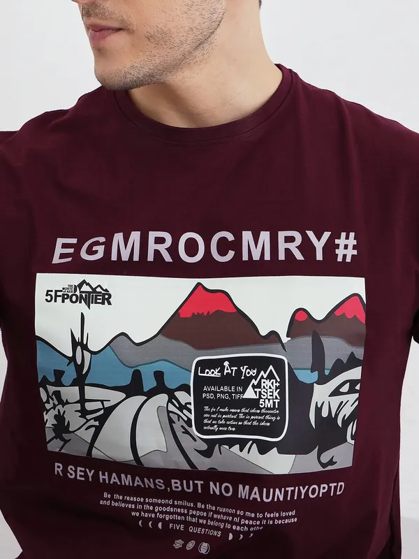 Wine_Cotton_Graphic_Print_T-Shirt_For_Men