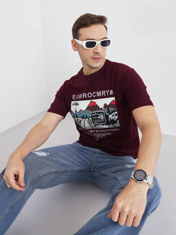 Wine_Cotton_Graphic_Print_T-Shirt_For_Men