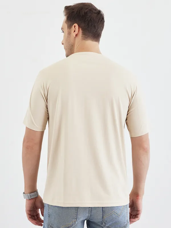 Beige_Cotton_Graphic_Print_T-Shirt_Round_Neck_For_Men