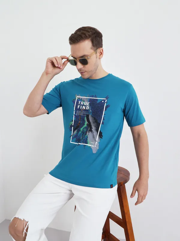Blue_Cotton_Graphic_Print_T-Shirt_Round_Neck_For_Men