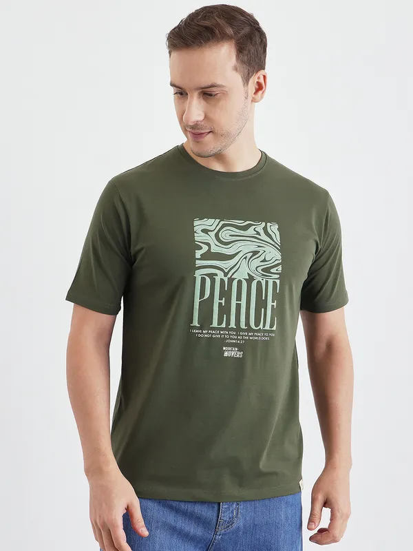 Olive_Cotton_Round_Neck_Half_Sleeves_T-Shirt_For_Men
