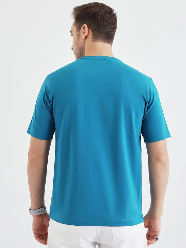 Blue_Cotton_Printed_Half_Sleeves_T-Shirt_For_Men