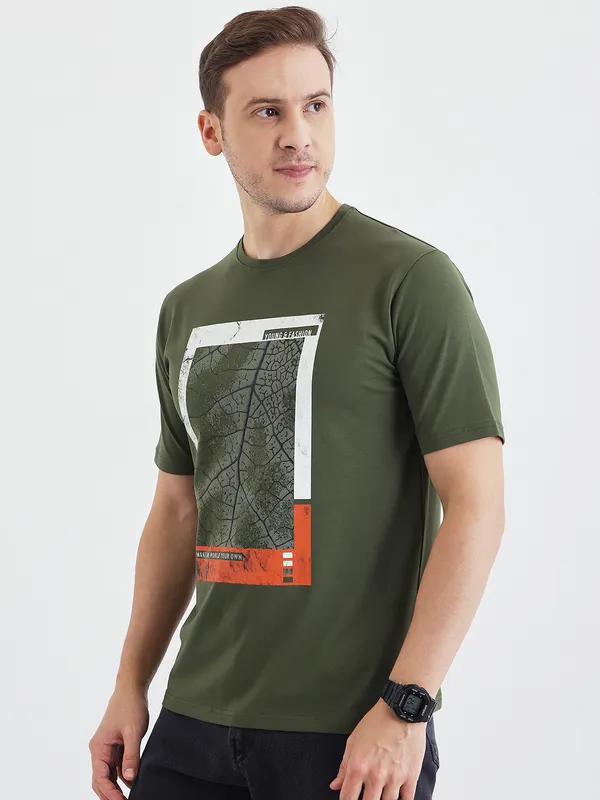 Olive_Cotton_Printed_Half_Sleeves_T-Shirt_For_Men
