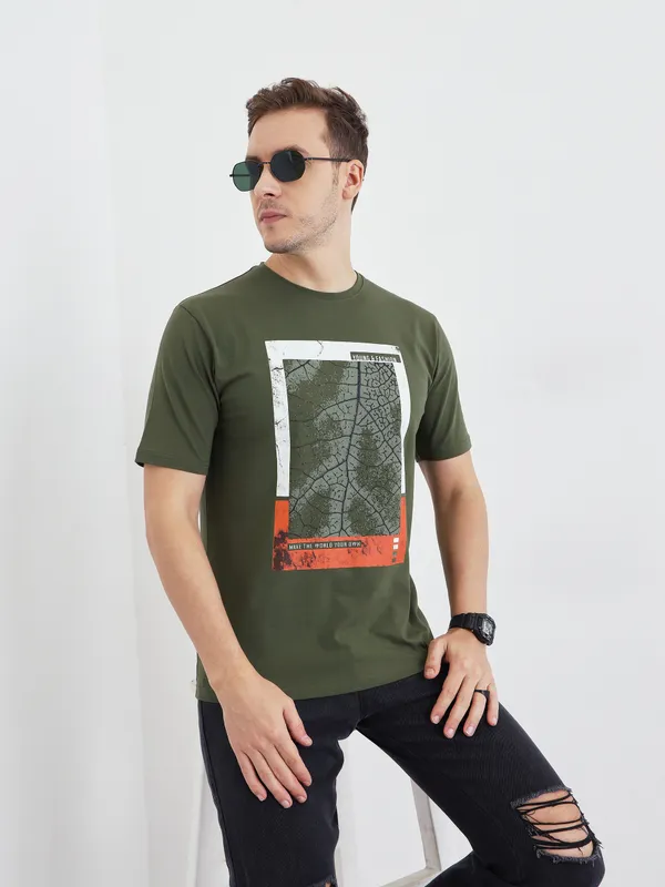 Olive_Cotton_Printed_Half_Sleeves_T-Shirt_For_Men