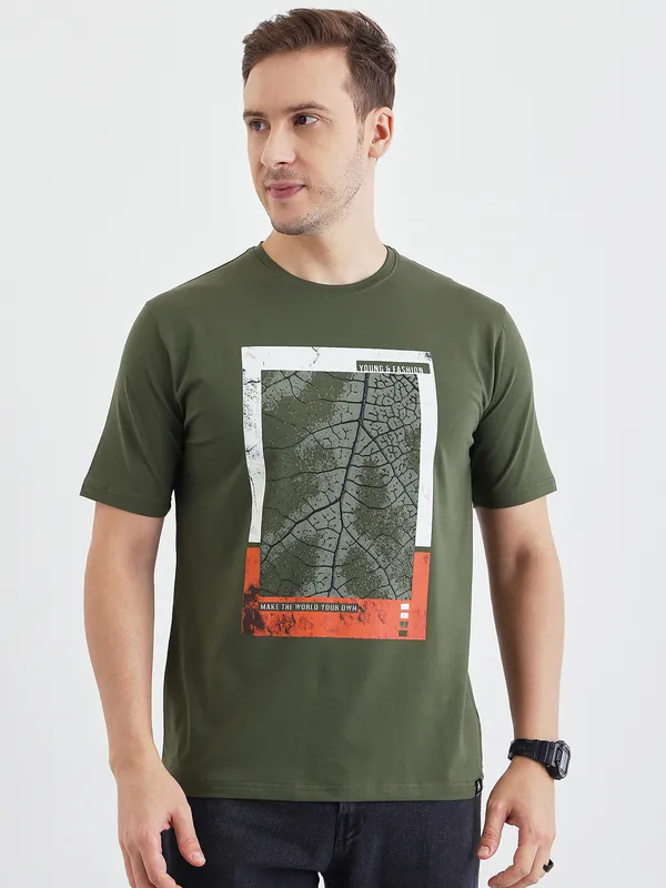 Olive_Cotton_Printed_Half_Sleeves_T-Shirt_For_Men