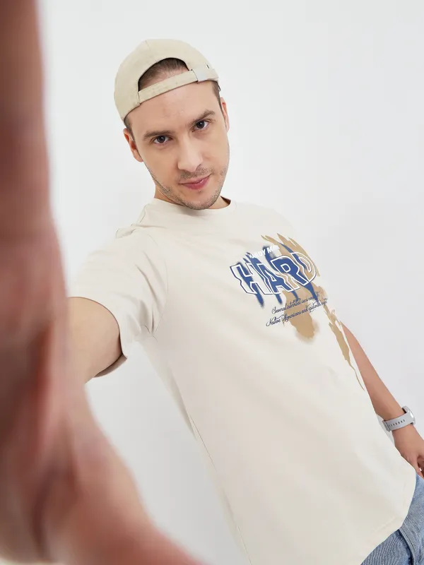 Beige_Cotton_Graphic_Print_T-Shirt_For_Men