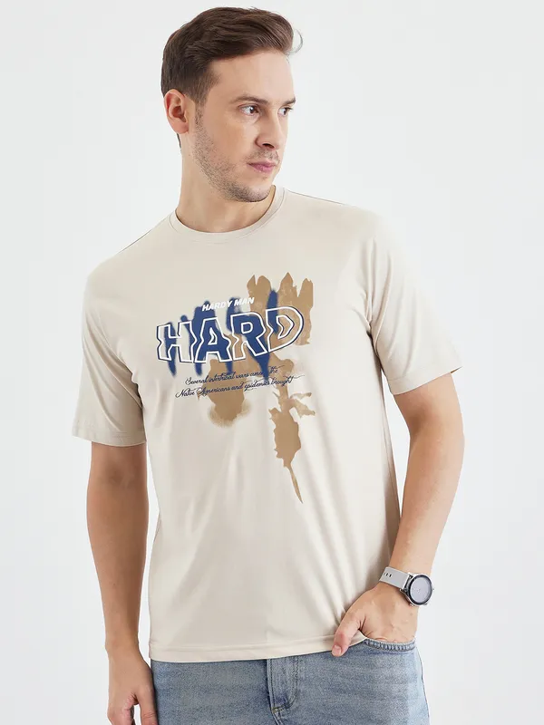 Beige_Cotton_Graphic_Print_T-Shirt_For_Men
