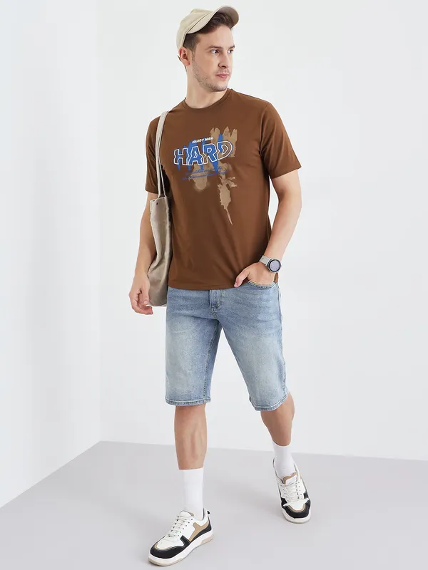 Tan_Cotton_Graphic_Print_T-Shirt_For_Men
