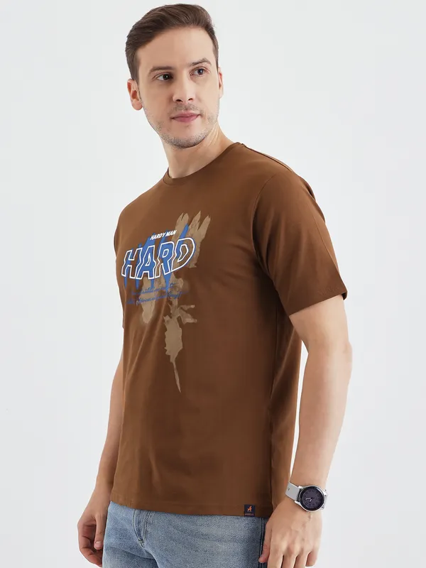 Tan_Cotton_Graphic_Print_T-Shirt_For_Men