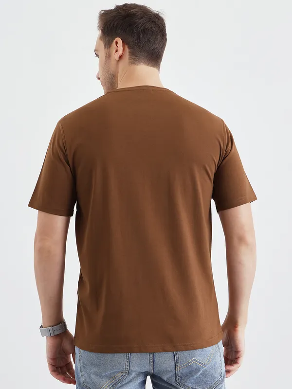 Tan_Cotton_Graphic_Print_T-Shirt_For_Men