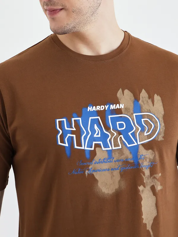 Tan_Cotton_Graphic_Print_T-Shirt_For_Men
