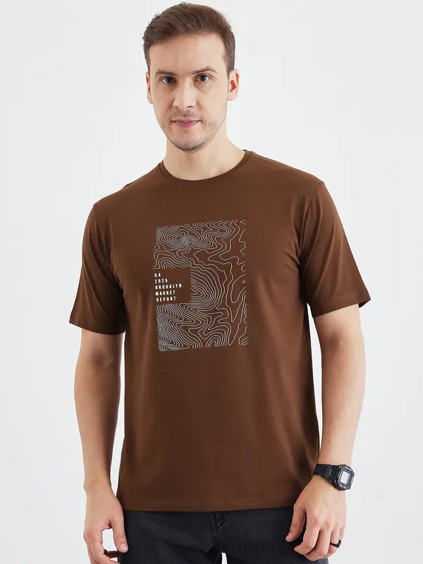 Coffee_Cotton_Graphic_Print_T-Shirt_Round_Neck_For_Men