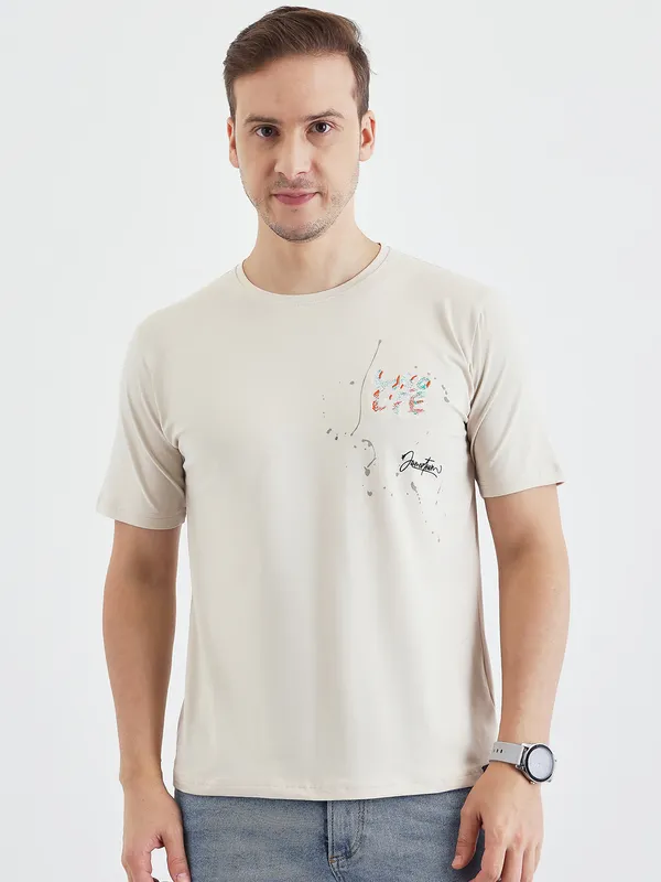 Beige_Cotton_Printed_T-Shirt_For_Men