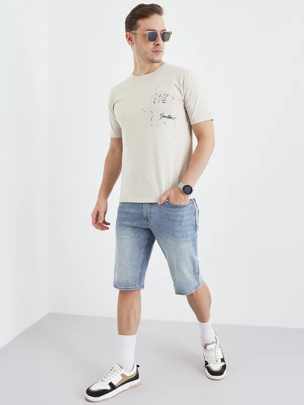 Beige_Cotton_Printed_T-Shirt_For_Men
