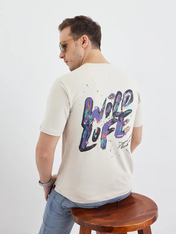 Beige_Cotton_Printed_T-Shirt_For_Men