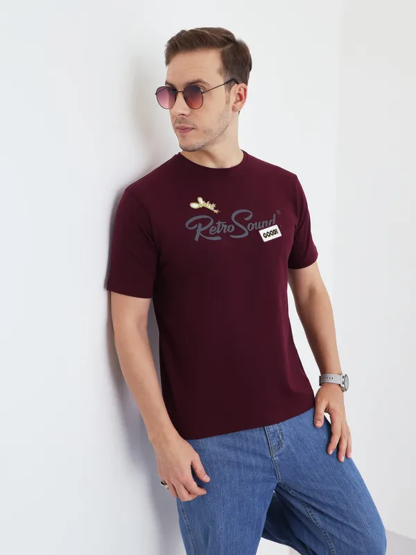 Wine_Cotton_Graphic_Print_Half_Sleeves_For_Men
