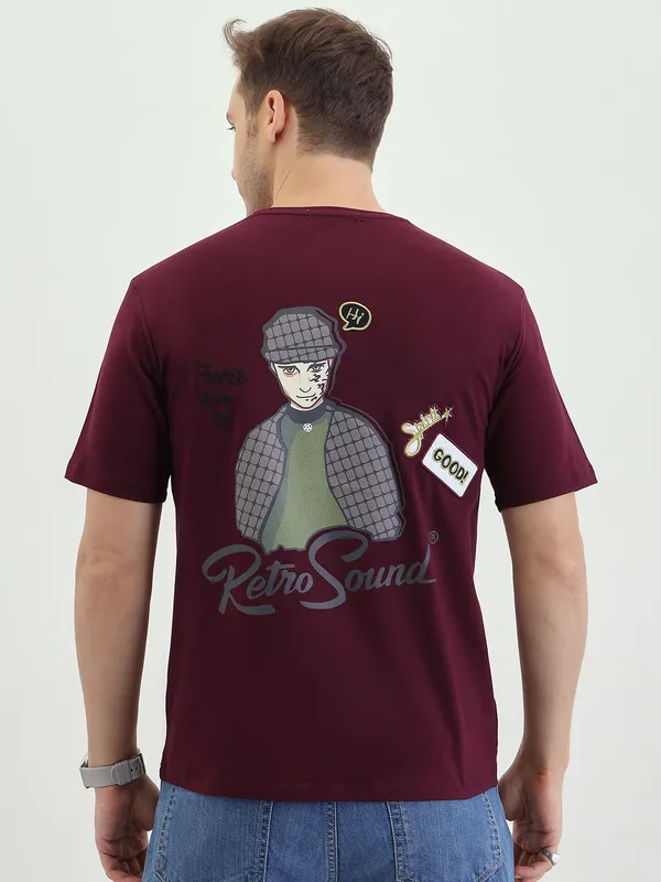 Wine_Cotton_Graphic_Print_Half_Sleeves_For_Men