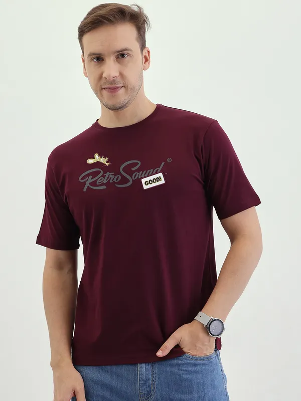 Wine_Cotton_Graphic_Print_Half_Sleeves_For_Men