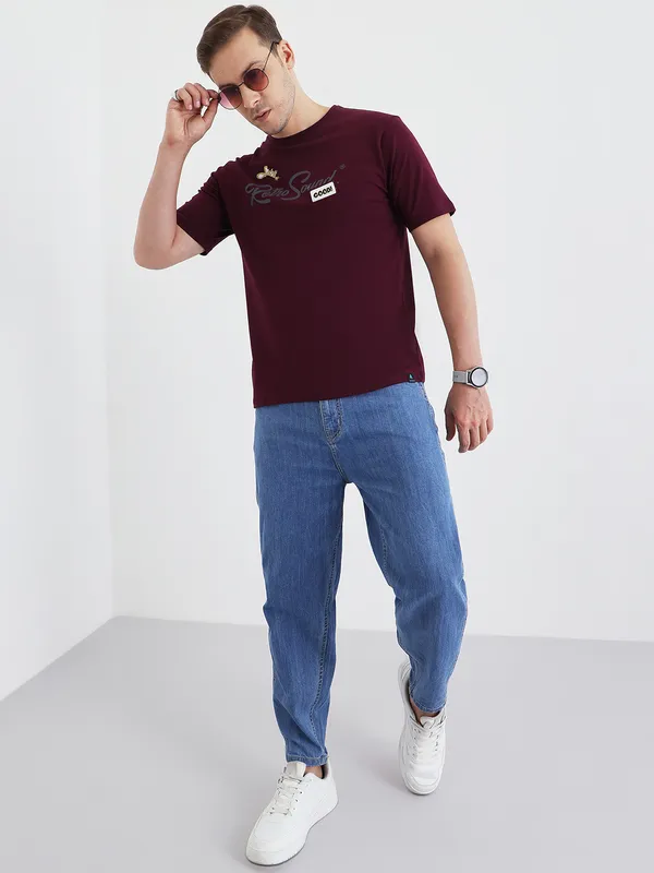 Wine_Cotton_Graphic_Print_Half_Sleeves_For_Men