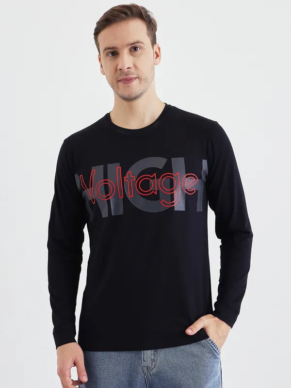 Black_Cotton_Graphic_Print_Long_Sleeve_T-Shirt_For_Men