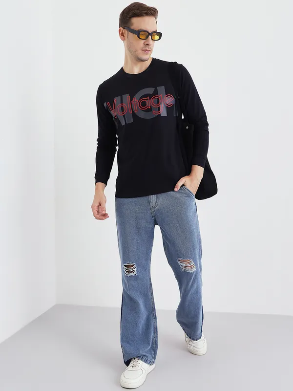 Black_Cotton_Graphic_Print_Long_Sleeve_T-Shirt_For_Men