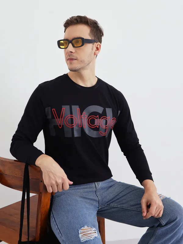 Black_Cotton_Graphic_Print_Long_Sleeve_T-Shirt_For_Men