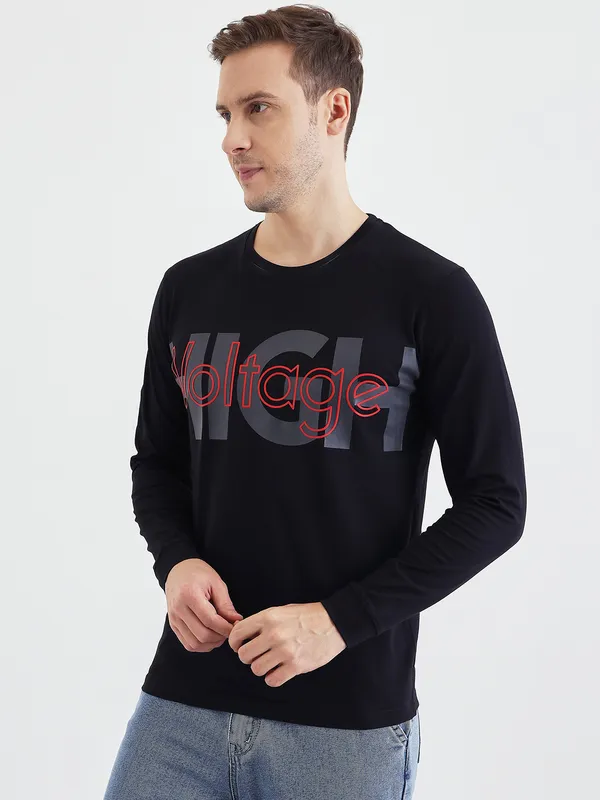Black_Cotton_Graphic_Print_Long_Sleeve_T-Shirt_For_Men