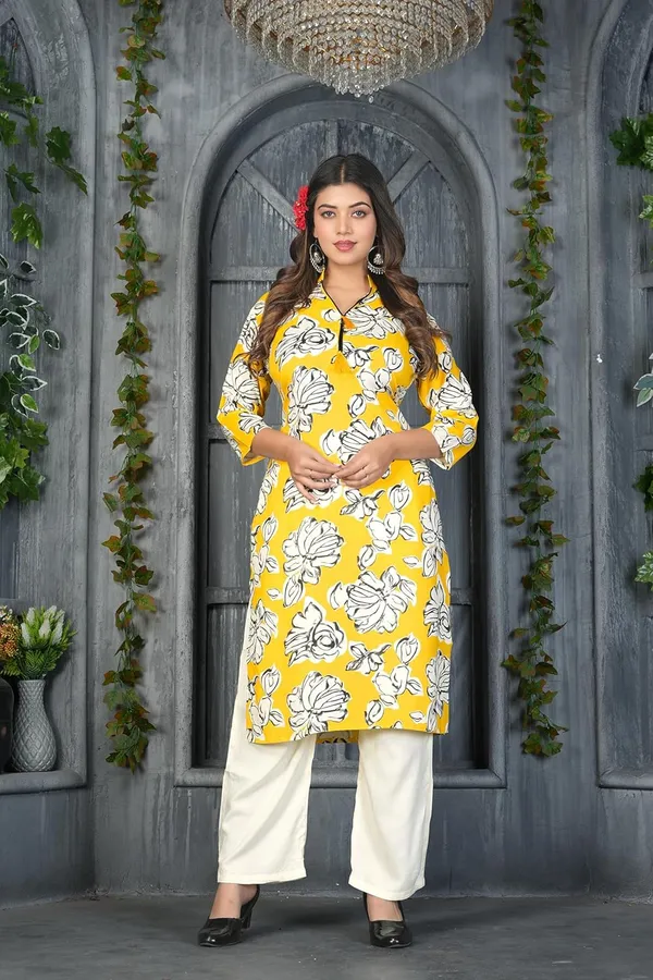 Yellow_Viscose_Rayon_Round_Neck_Kurta_Palazzo_Set_|_Printed_Kurta_Palazzo_Set