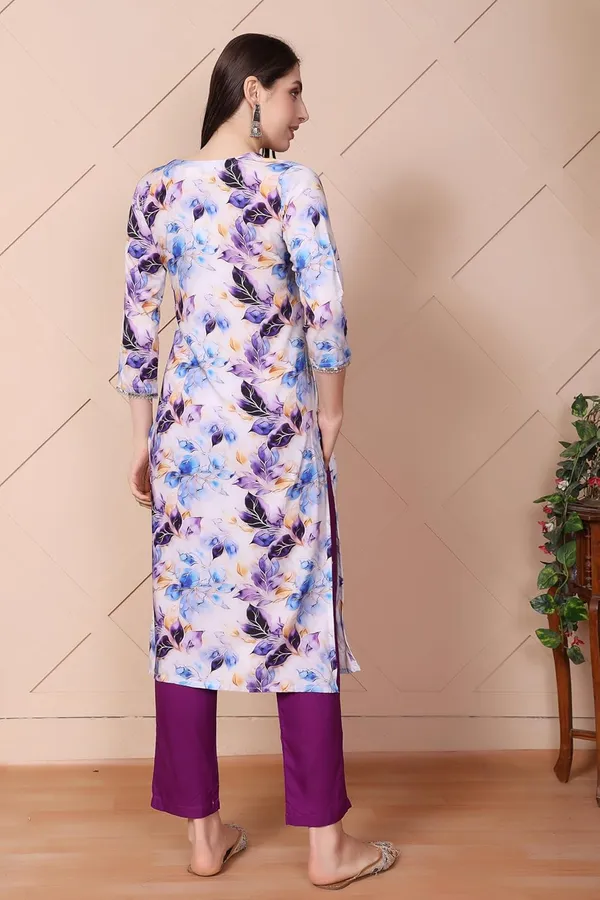 Voilet_Straight_Floral_Digital_Print_Viscose_Rayon_Top_&_Bottom_Wear_Kurta_Set_For_Women