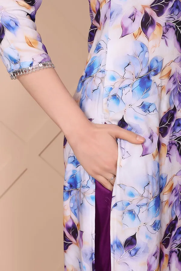 Voilet_Straight_Floral_Digital_Print_Viscose_Rayon_Top_&_Bottom_Wear_Kurta_Set_For_Women