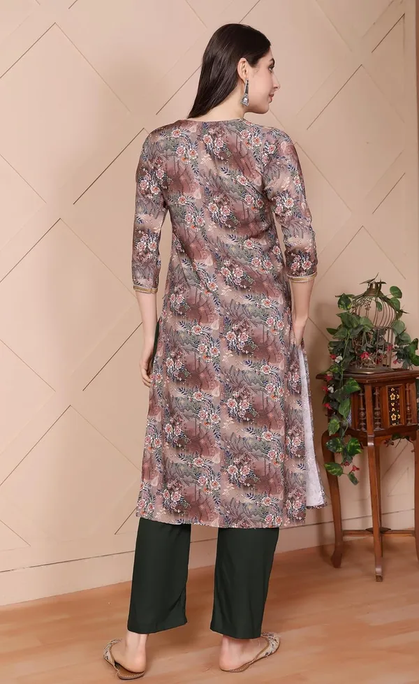 Green_Straight_Floral_Digital_Printed_Viscose_Rayon_Top_&_Bottom_Wear_Kurta_Pant_Set_For_Women