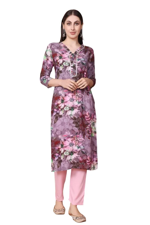 Pink_Viscose_Rayon_Printed_Kurta_&_Solid_Pant_Ethnic_Wear_Stylish_Festive_&_Casual_Bottom_Wear_Kurta_Pant_Set_For_Women