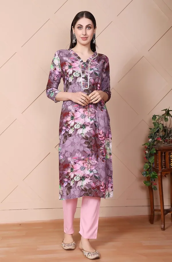 Pink_Viscose_Rayon_Printed_Kurta_&_Solid_Pant_Ethnic_Wear_Stylish_Festive_&_Casual_Bottom_Wear_Kurta_Pant_Set_For_Women
