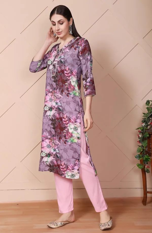 Pink_Viscose_Rayon_Printed_Kurta_&_Solid_Pant_Ethnic_Wear_Stylish_Festive_&_Casual_Bottom_Wear_Kurta_Pant_Set_For_Women
