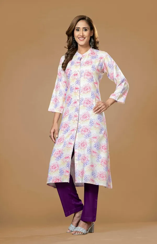 Pink_Viscose_Rayon_A-Line_Printed_Bottom_Wear_Kurta_Pant_Set_For_Women
