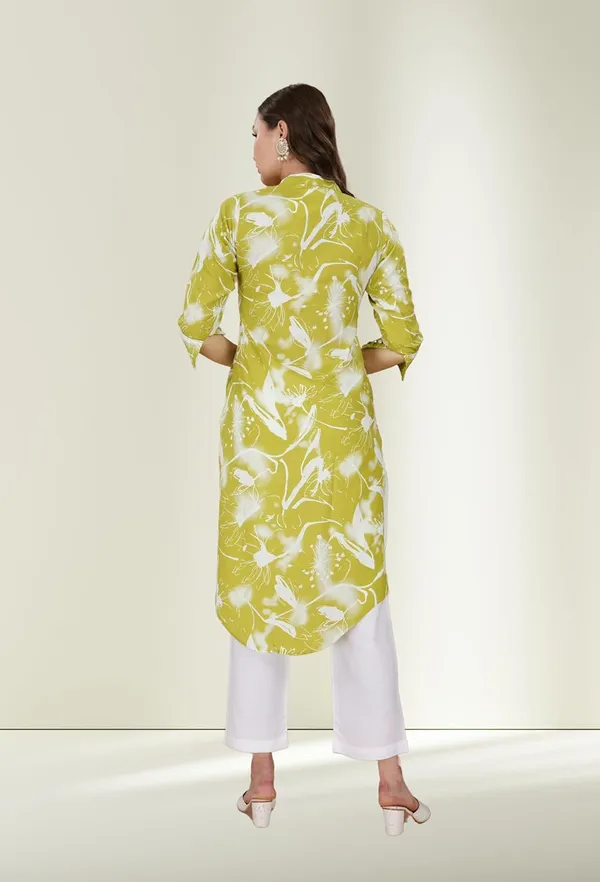 Pista_Green_Viscose_Rayon_Straight_Bottom_Wear_Kurti_Pant_Set_For_Women