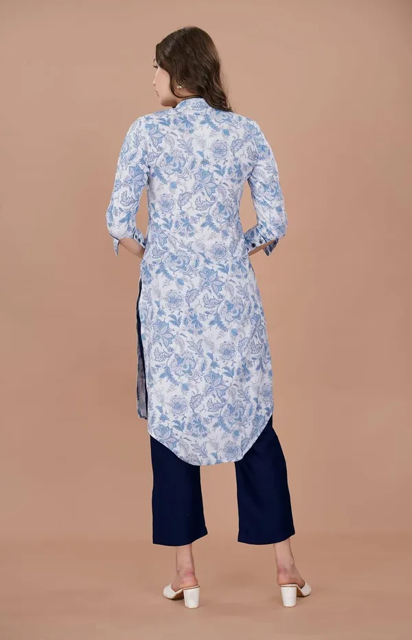 White_Viscose_Rayon_Straight_Bottom_Wear_Kurta_Set_Stylish__For_Women