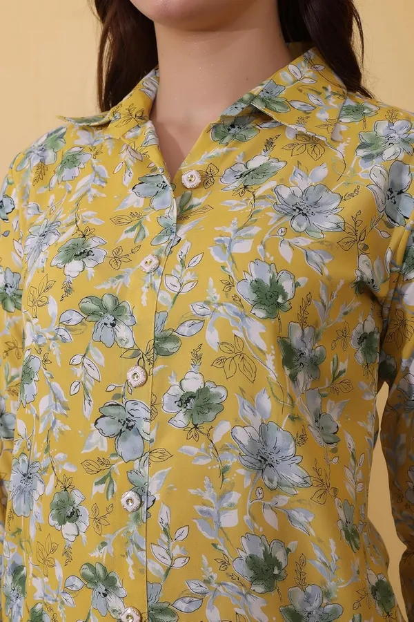 Mustard_Yellow_Viscose_Rayon_A_Line_Bottom_Wear_Kurta_Pant_Set_For_Women