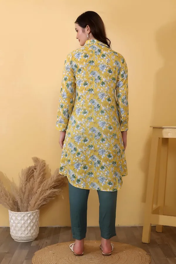 Mustard_Yellow_Viscose_Rayon_A_Line_Bottom_Wear_Kurta_Pant_Set_For_Women