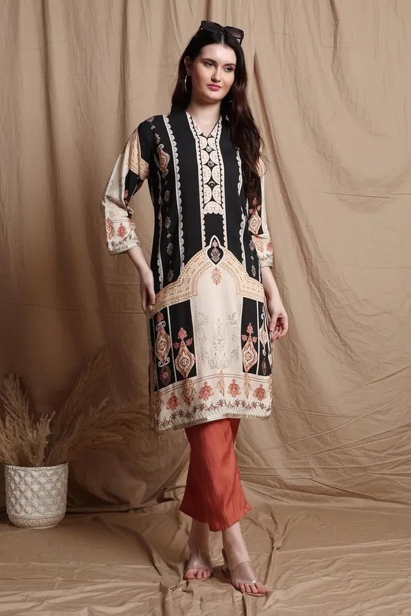 Black_Viscose_Rayon_Printed__Ethnic_Indian_Bottom_Wear_for_Festive_&_Casual_Occasions__Lightweight_Soft_Kurta_Set